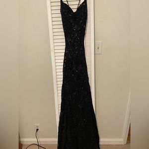 Black Sequins Prom Dress